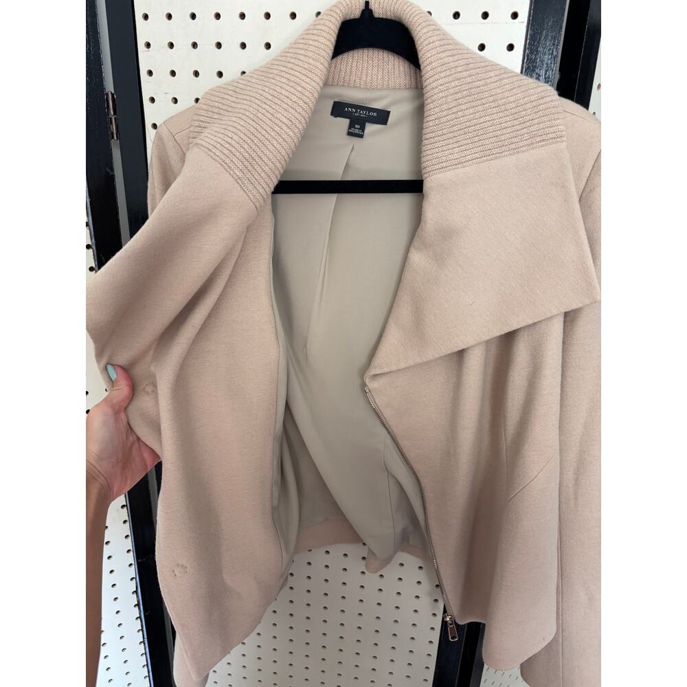 Ann Taylor Wool-Blend Jacket Oversized Collar Blonde Coffee Quiet Luxury Size 10 - Picture 8 of 8